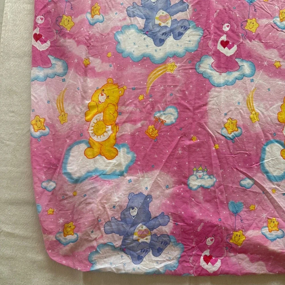 3pc Vintage Care Bears Twin Sheets 2 Flat 1 Fitted Pink Franco Rainbow